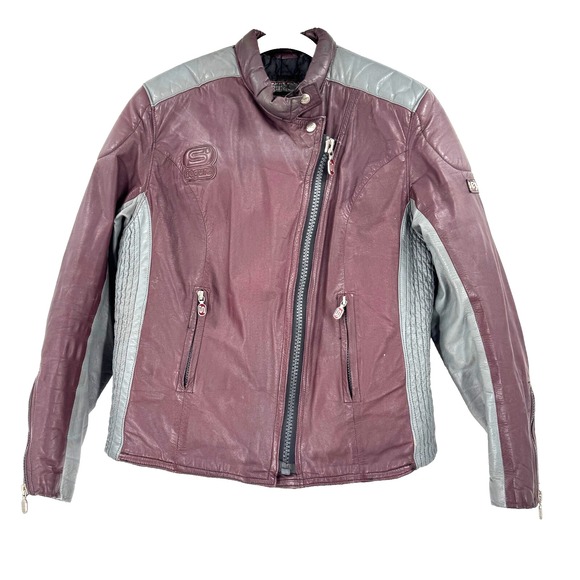Segura Leather Biker‎ Jacket Women's 14 Cafe Racer Motorcycle Riding France Y2K - Picture 1 of 12